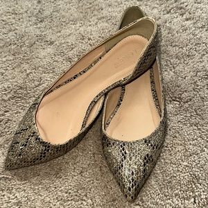 J Crew metallic black & gold ‘snake skin’ flats